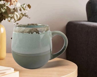 18 oz Large Pottery Coffee,tea Mug for Office and Home- Green 18oz(7qn) Gift