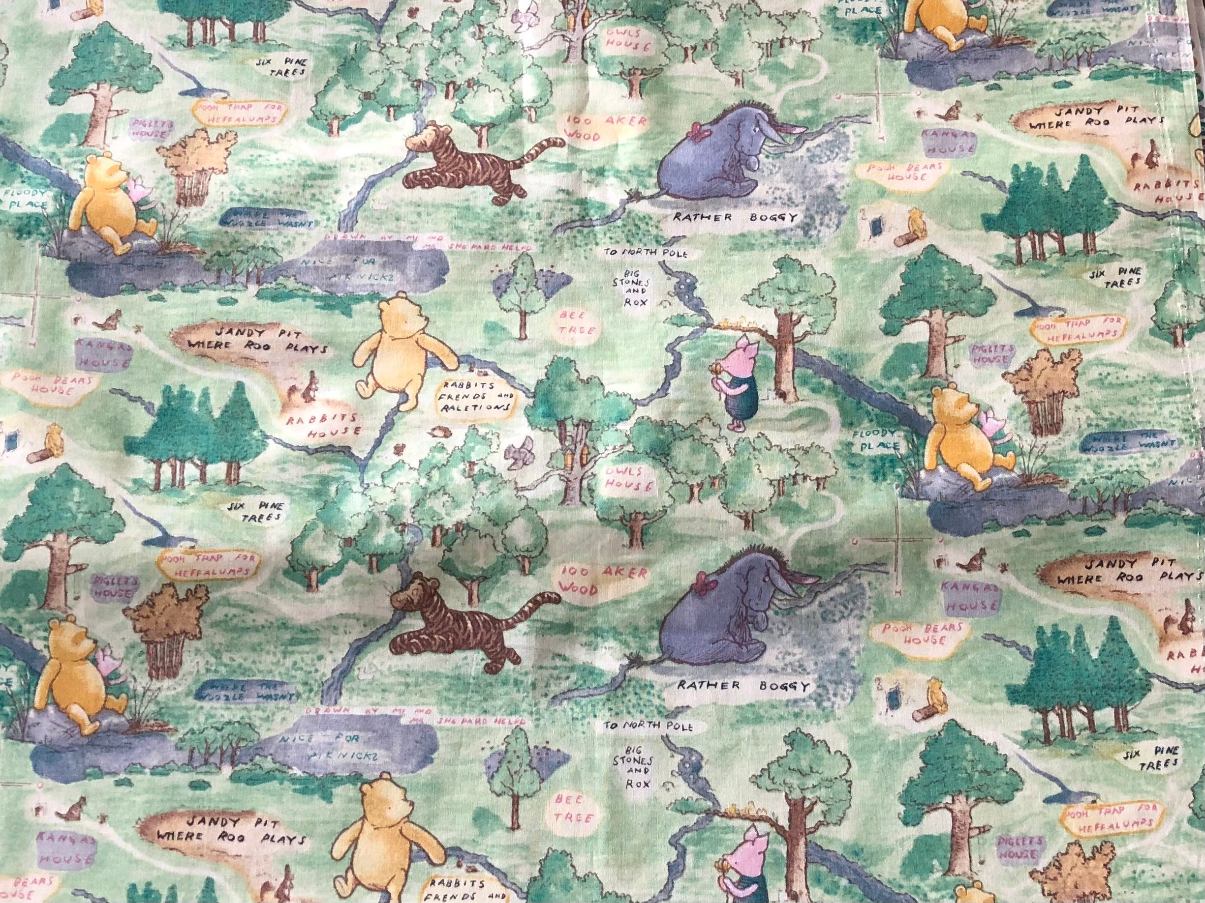 Classic Pooh, Winnie the Pool Panel Shape, Vintage Fabric Winnie and  Friends From Pooh Bear 