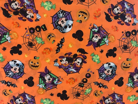 Mickey Halloween Fabric Happy Halloween Disney Fabric | Etsy