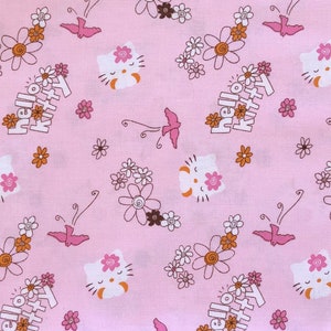 32"L x 45"W Sanrio Hello Kitty Sweet Hot Pink Cotton Fabric 77628