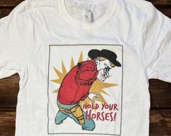 Hold Your Horses Womens Crop Top Western Graphic Tee Rodeo Shirt Country Concert Outfit