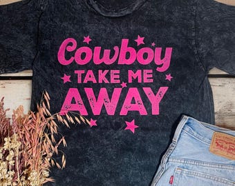 Cowboy Take Me Away Shirt – Women’s Unisex Graphic Tee | 100% Cotton Soft Fit | Retro Country DTG Shirt