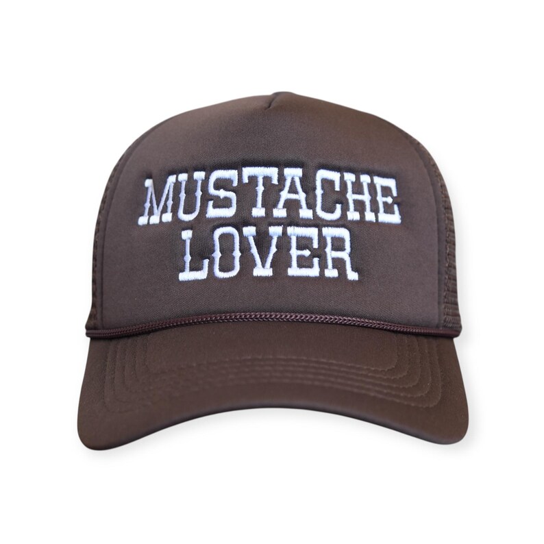 Cappello da camionista da donna Mustache Lover - Cappellino da cowboy con snapback western Dark Brown/White