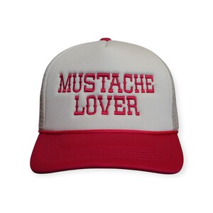 Cappello da camionista da donna Mustache Lover - Cappellino da cowboy con snapback western Red/Beige