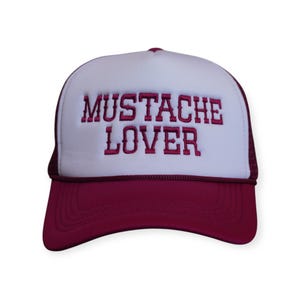 Cappello da camionista da donna Mustache Lover - Cappellino da cowboy con snapback western Burgundy/White