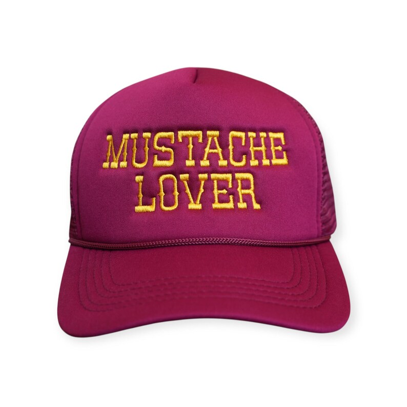 Cappello da camionista da donna Mustache Lover - Cappellino da cowboy con snapback western Burgundy/Gold