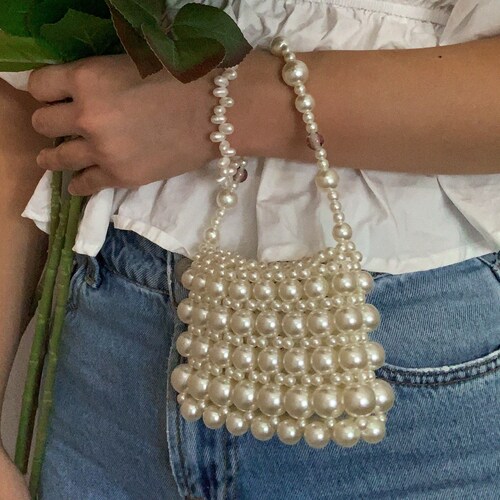 The Petite Juliette Bag noir Doux: Pearl Beaded Bag Pearl - Etsy