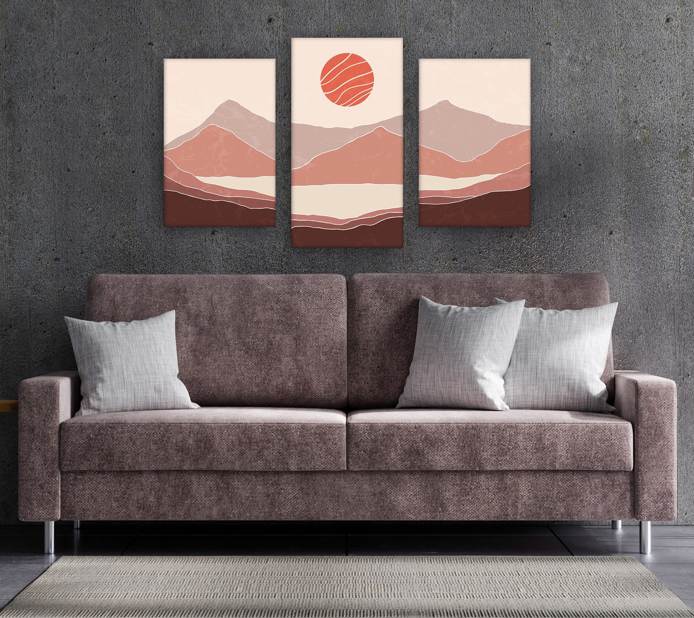 Set of 3 Prints Living Room Wall Art Abstract Art Printable Etsy