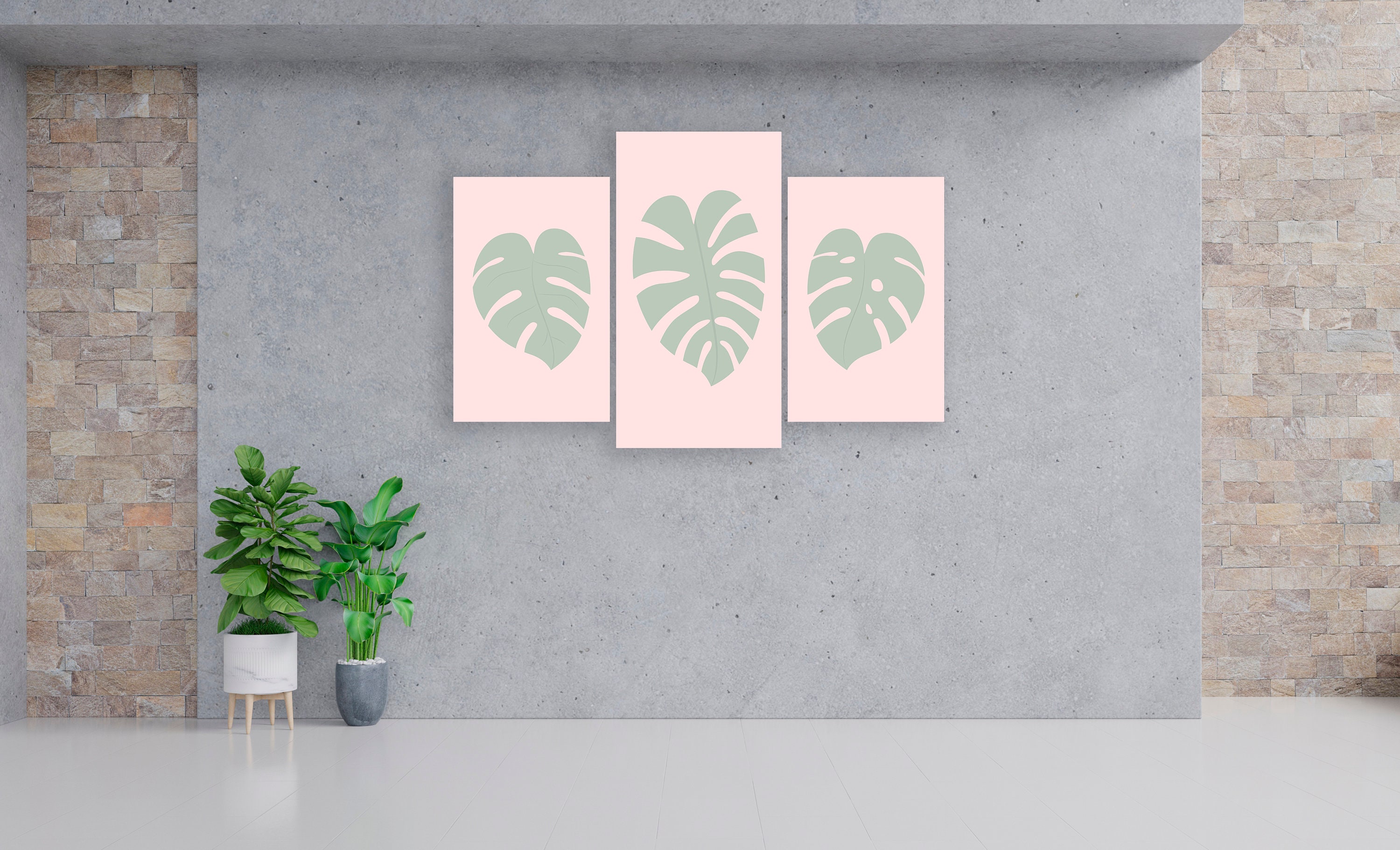 Tropical Leaves Wall Art Set of 3 Botanical Decor Plants | Etsy
