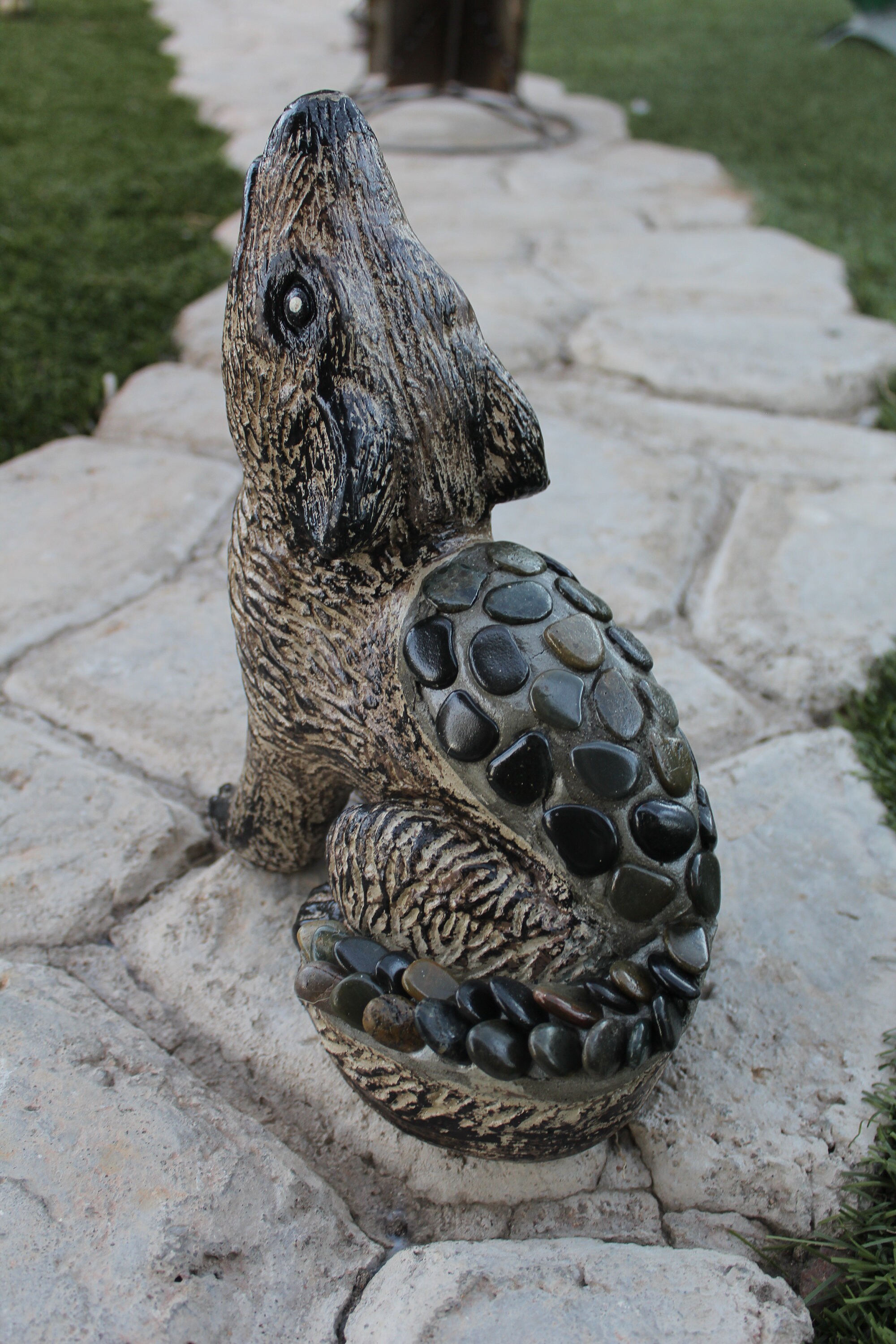 Howling Coyote Statue Stone Back Yard Art Garden Ornament | Etsy