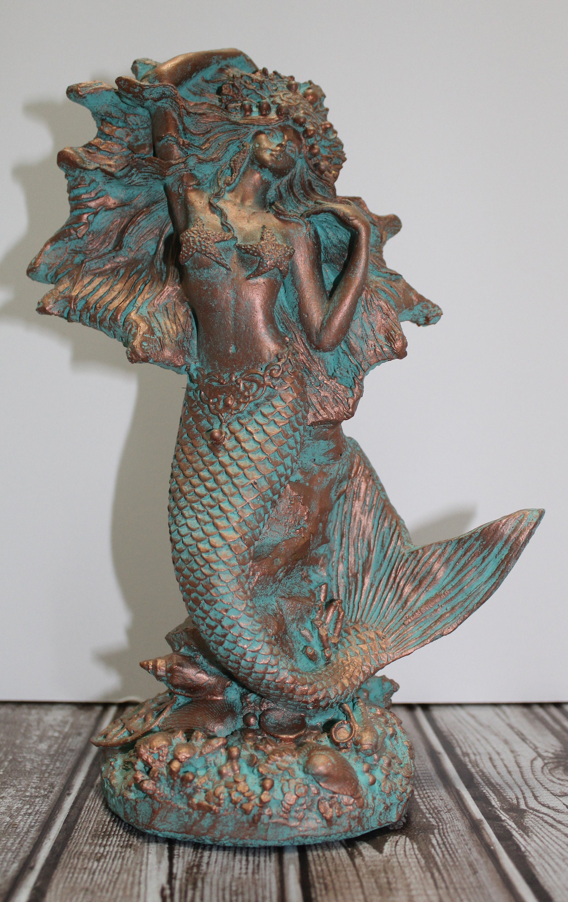 Handmade Hand Painted Mermaid Concrete Garden Yard Indoor Etsy.de