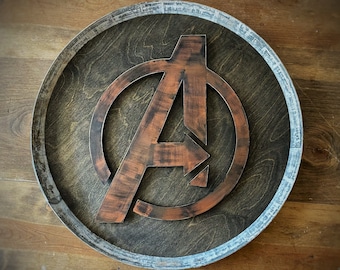 Avengers Wood & Metal Sign- Marvel Art| comic book|super hero| game room
