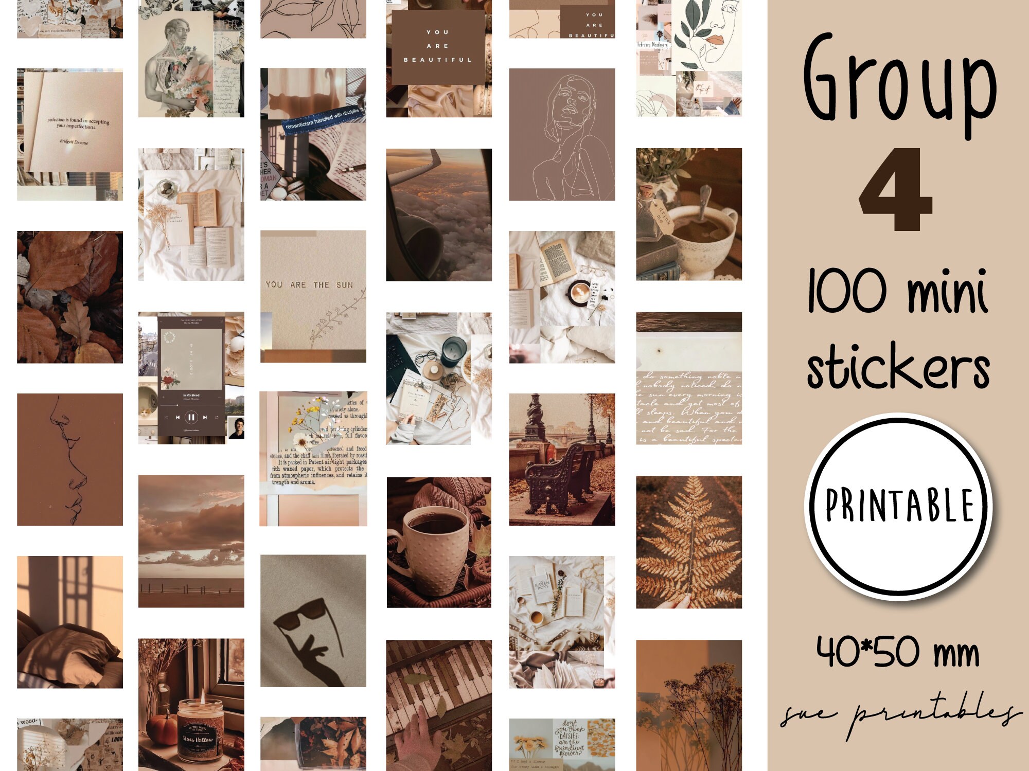 100 Pastel Printable Stickers Pastel Photo Stickers Digital - Etsy