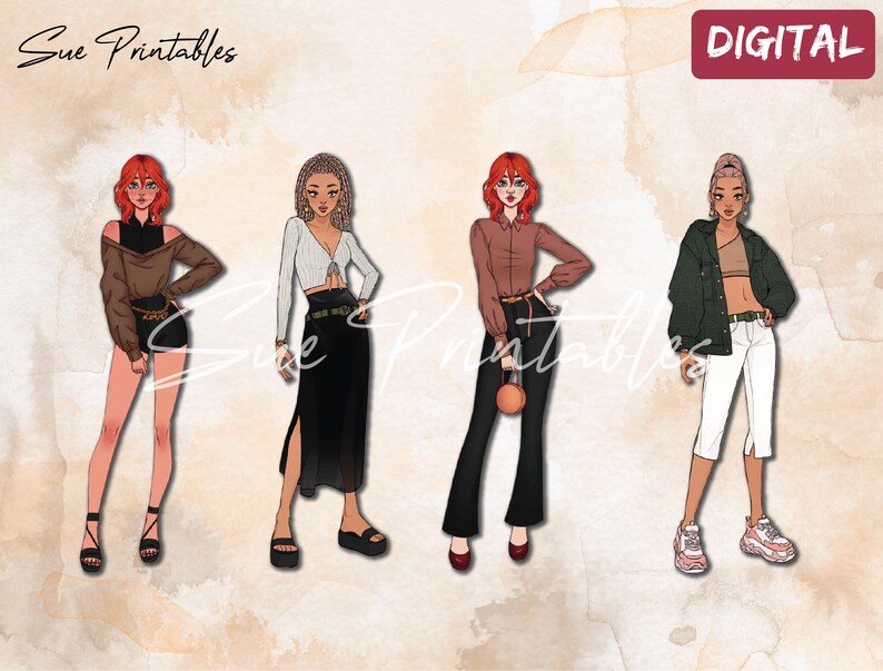 Printable Modern Girl Stickers Printable Planner Sticker Etsy