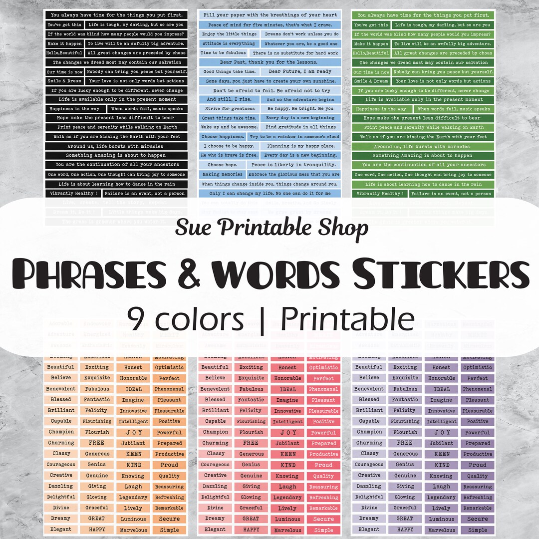 Printable Words Phrase Stickers Scrapbook Quote Stickers - Etsy