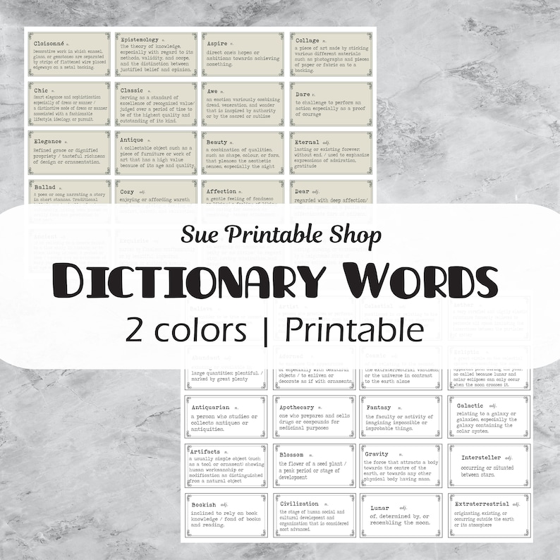 Printable Dictionary Words Definition Printables Journal Etsy