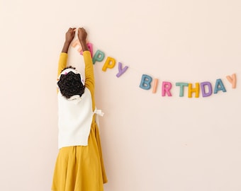 Handmade Felt Happy Birthday Banner in Pastel Colors