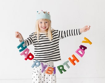 Happy Birthday Banner | Handmade Felt Birthday Garland | Sustainable Happy Birthday Decor