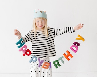 Happy Birthday Banner | Handmade Felt Birthday Garland | Sustainable Happy Birthday Decor