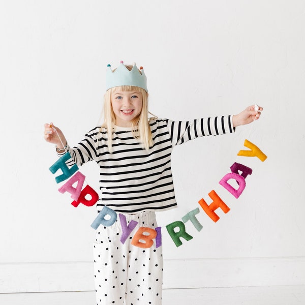 Happy Birthday Banner | Handmade Felt Birthday Garland | Sustainable Happy Birthday Decor