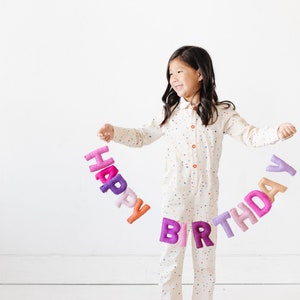 Pink and Purple Handmade Sustainable Felt Birthday Banner