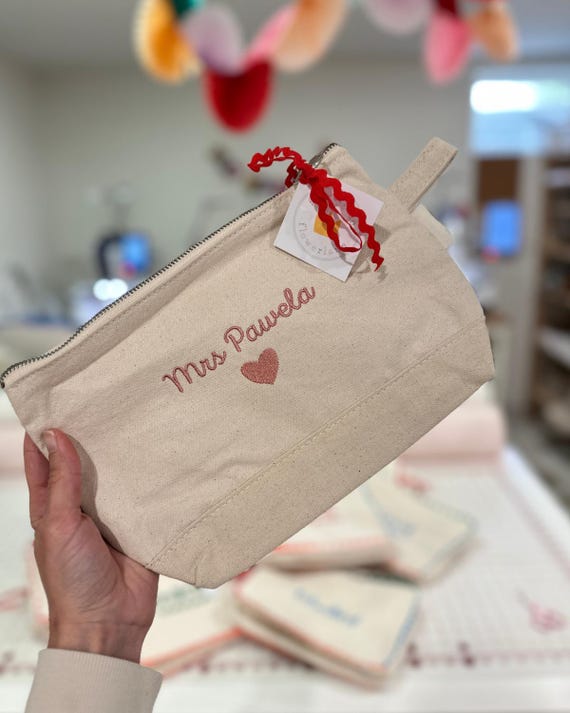 Canvas Zipper Pouch | Custom Kids Bag | Monogrammed Travel Bag and Pouch