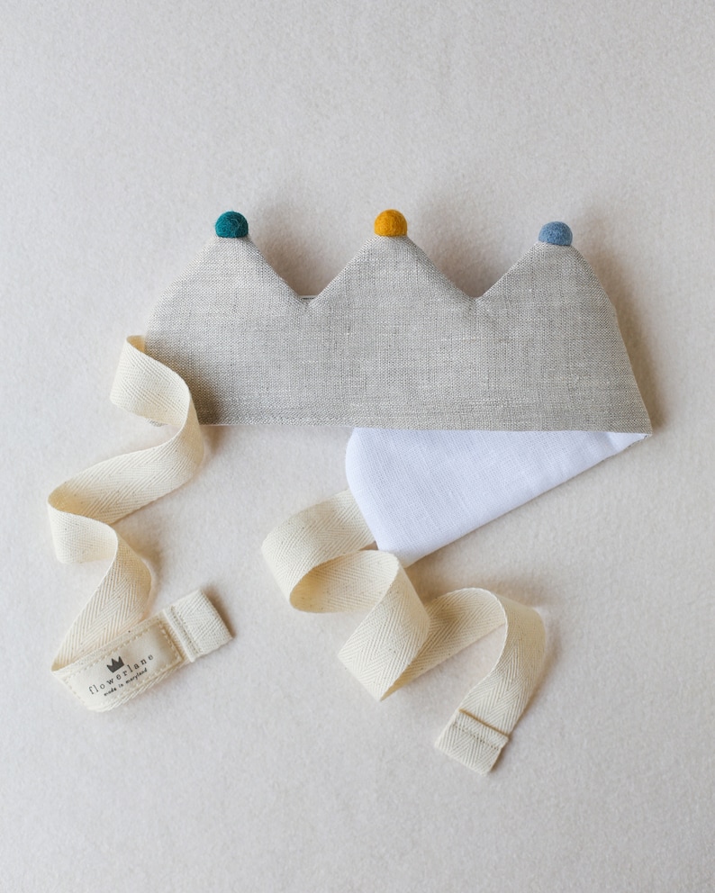 Fabric Linen First Birthday Crown and Keepsake Gift image 6
