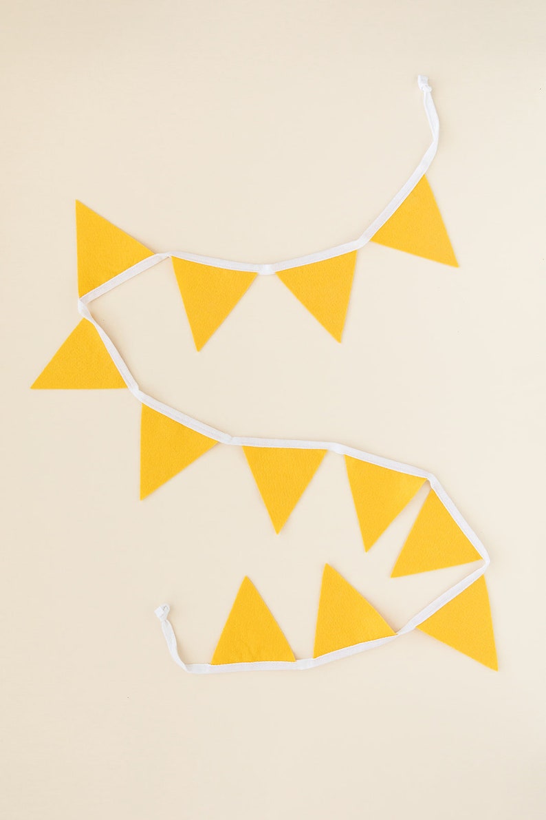 Sustainable and Reusable Yellow Felt Bunting for Kids Birthday Party Decor and Room Decor image 4