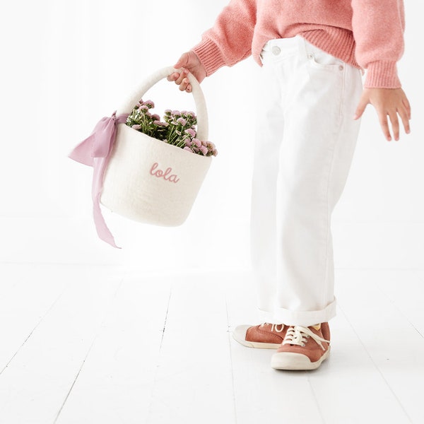 Custom Embroidered Felt Easter Basket | Personalized Easter Basket