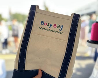 Personalized Canvas Tote with Zipper and Embroidered Name