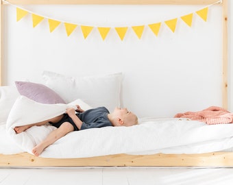 Sustainable and Reusable Yellow Felt Bunting for Kids Birthday Party Decor and Room Decor