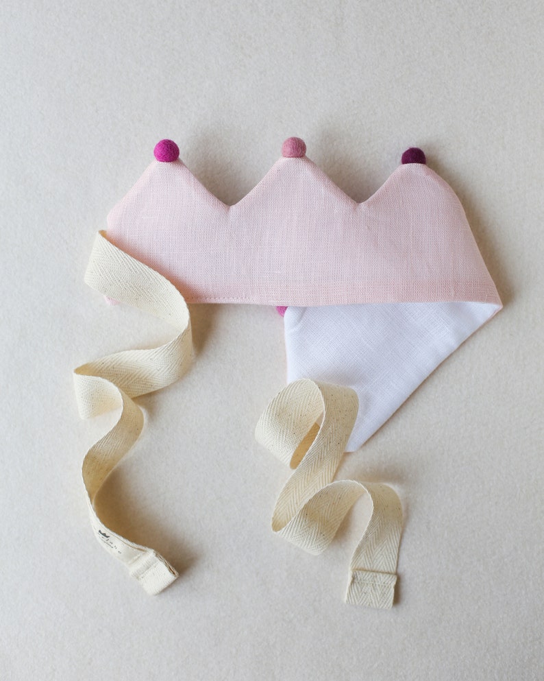 Cadeau souvenir et couronne de premier anniversaire en tissu et lin Soft Pink