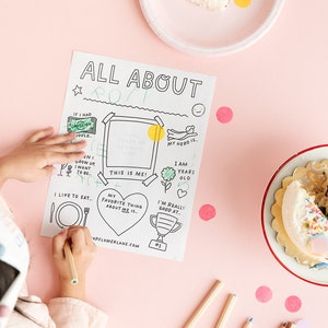 Back to School Questions | All About Me Printable Questionnaire for Kids | First Day of School Questions | Birthday Questions for Kids