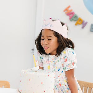 The Original Birthday Crown by Flower Lane™ | Personalized Birthday Crown with your Child's Name in Pink | Keepsake and Gift for Children