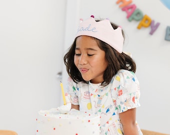 The Original Birthday Crown by Flower Lane™ | Personalized Birthday Crown with your Child's Name in Pink | Keepsake and Gift for Children