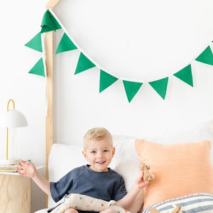 Sustainable and Reusable Green Felt Bunting for Kids Birthday Party Decor and Room Decor image 3