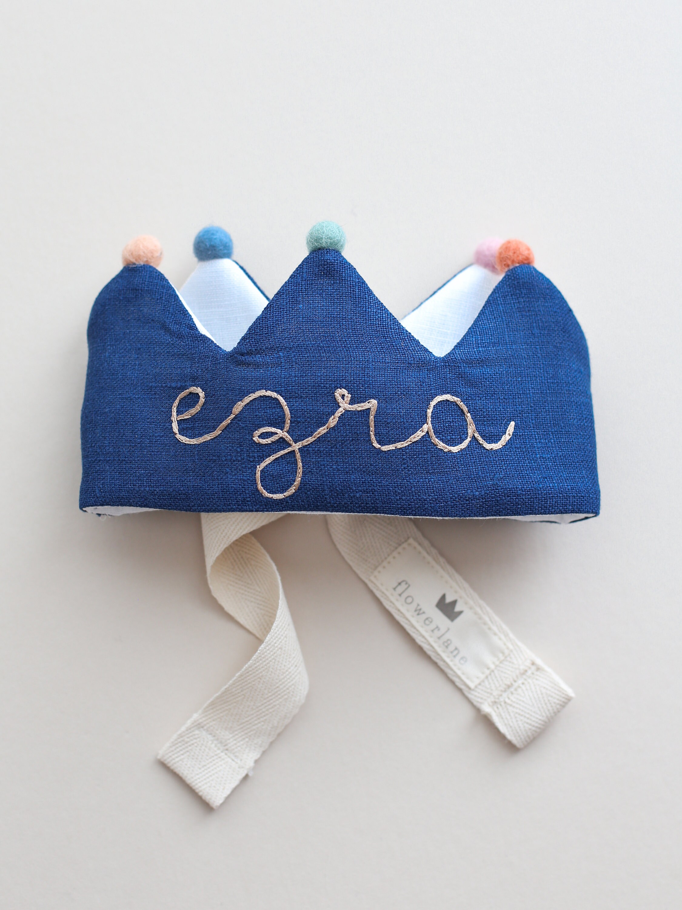 Navy Blue Fabric Crown for Birthday and Christmas