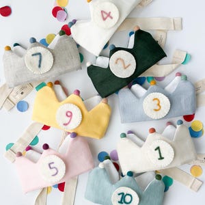 Birthday Crown with Pom Poms and Interchangeable Numbers