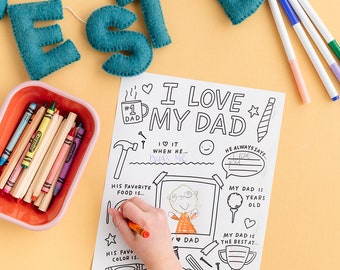 Father's Day All About Dad Printable Questionnaire for Kids | Greeting Card Printable | Dad Birthday Questionnaire