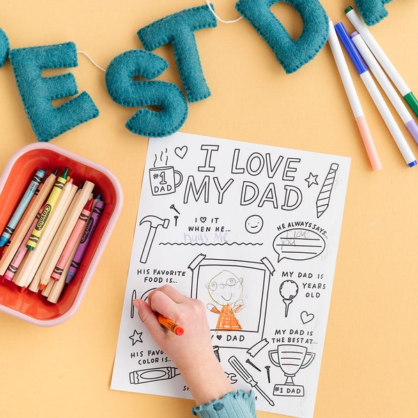 Father's Day All About Dad Printable Questionnaire for Kids | Greeting Card Printable | Dad Birthday Questionnaire