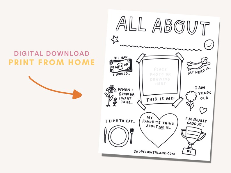 All About Me Printable Questionnaire for Kids First Day of - Etsy