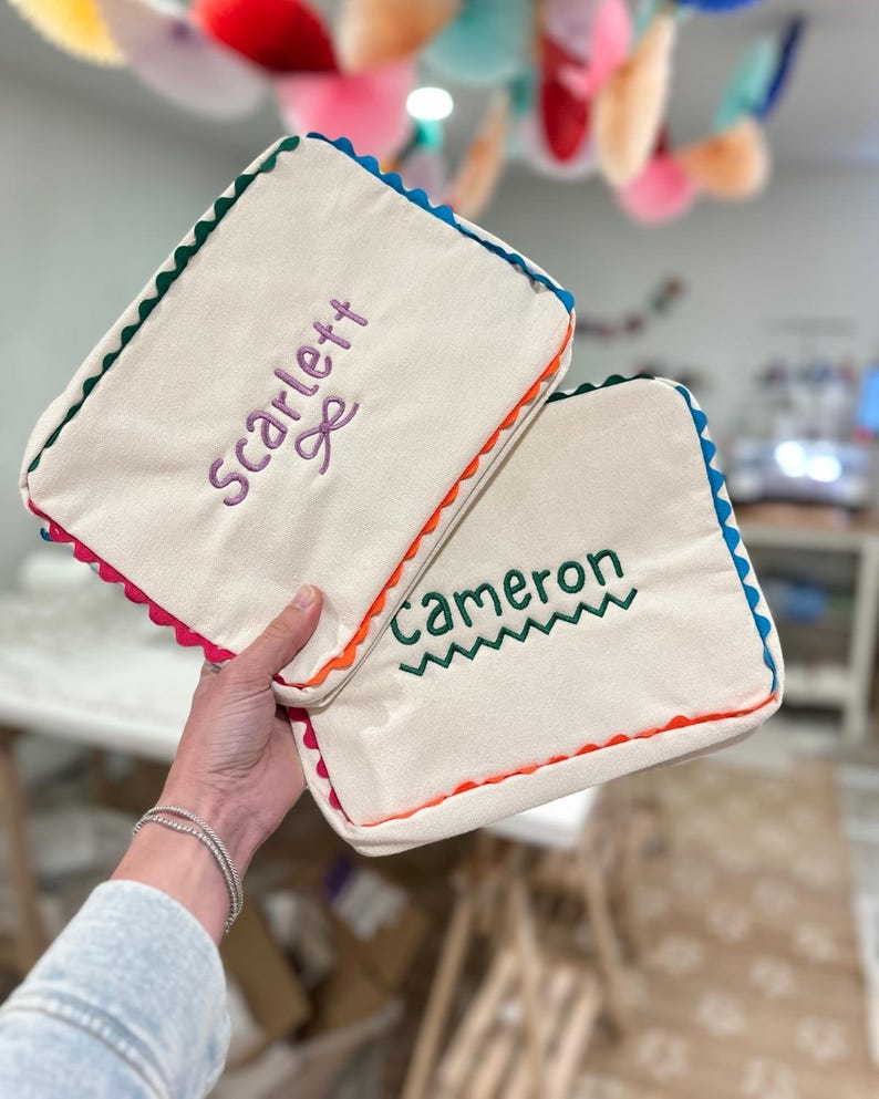 Pouch Names Canvas Zipper Pouch | Custom Kids Bag | Monogrammed Travel Bag and ...