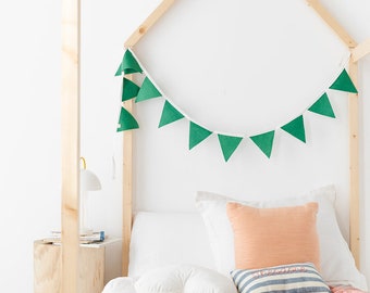 Sustainable and Reusable Green Felt Bunting for Kids Birthday Party Decor and Room Decor