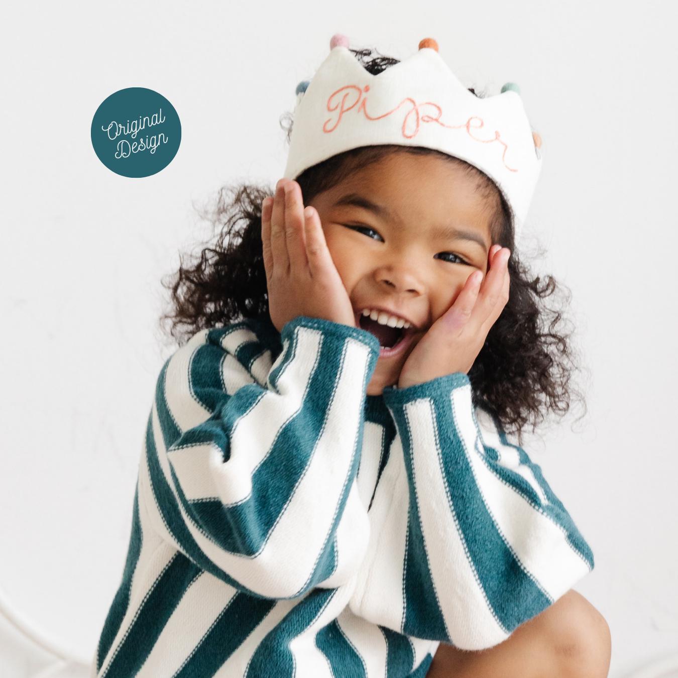 ETSY DESIGN AWARDS Finalist 2022 - Personalized Handmade Birthday Crown | Baby Birthday Crown in Cream Linen