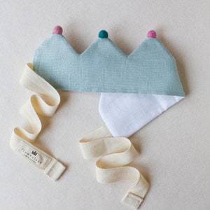 Fabric Linen First Birthday Crown and Keepsake Gift image 1