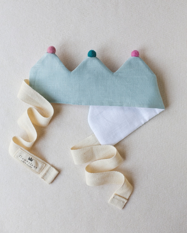 Fabric Linen First Birthday Crown and Keepsake Gift image 1