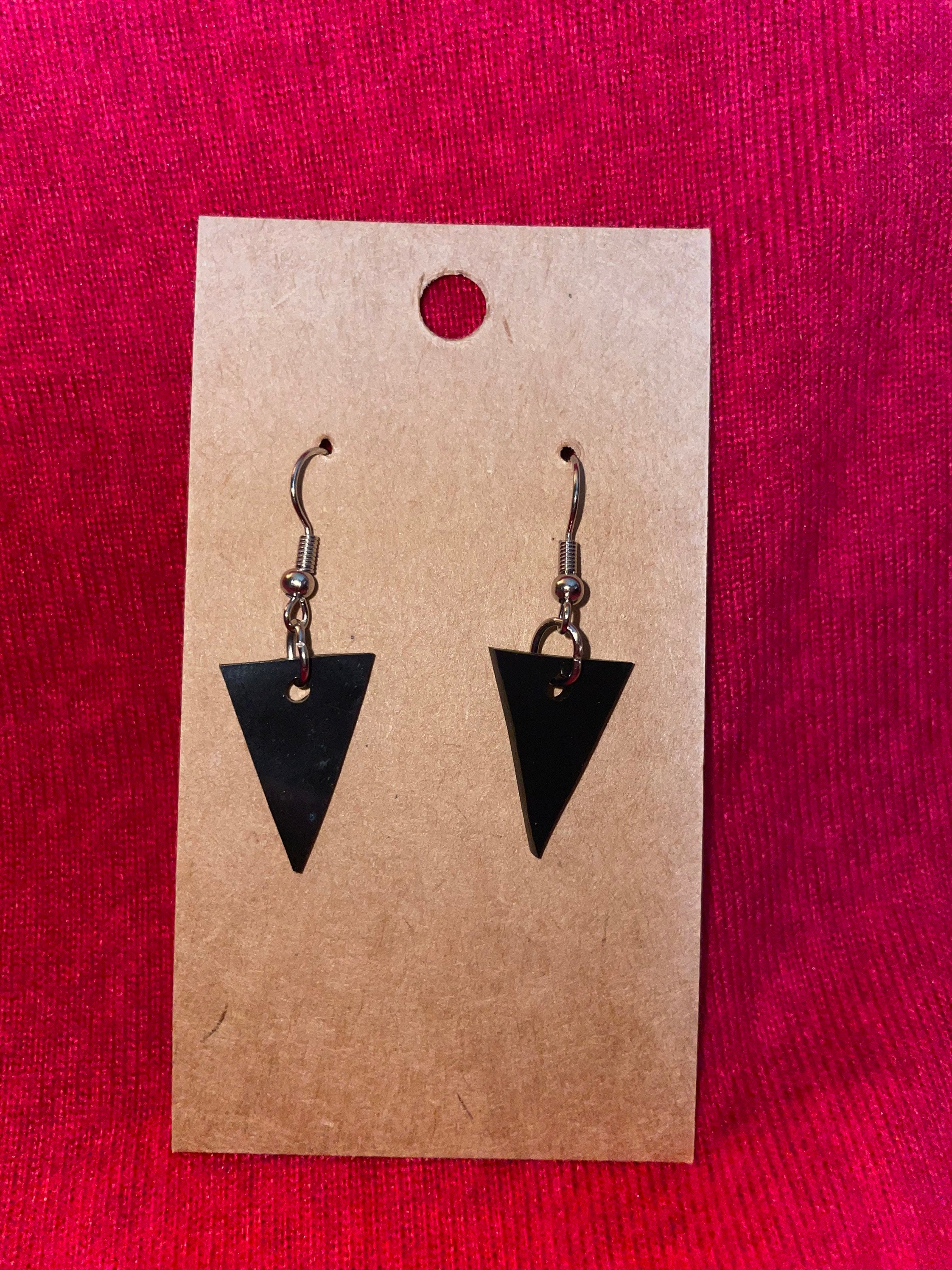 Black Upside Down Triangle Earrings Etsy