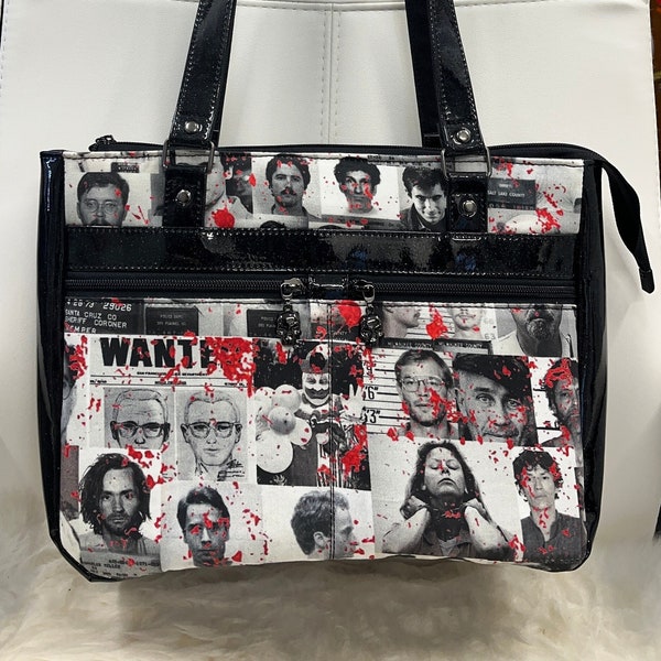 Serial Killer Purse - Flashy Black Holographic Vinyl and Blood Splatter