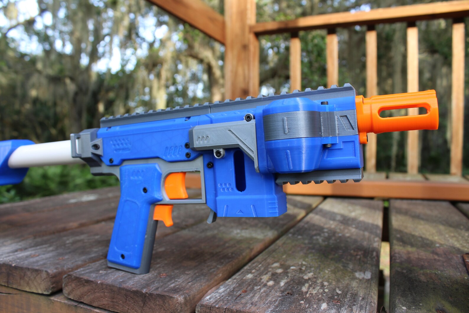 Nerf Gryphon 3D Printed Flywheel Blaster Blue PETG and Silver Etsy