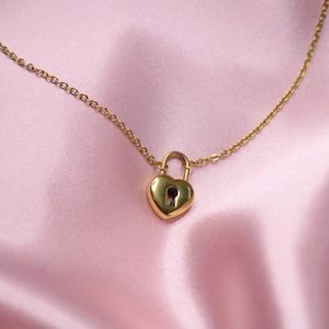 Lock Necklace Gold 18k Lock Pendant Heart - ASANA